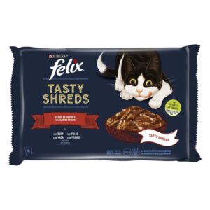 FELIX TASTY SHREDS CARNE 12 4X80G